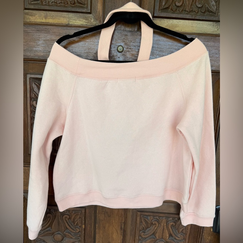 Rebecca Minkoff Light Pink Off-Shoulder Long Sleeve Demi Sweatshirt, Large, NWT - Picture 5 of 11